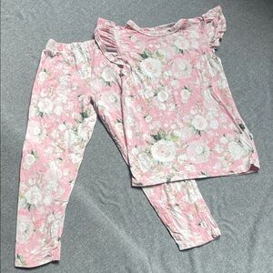 Posh Peanut Pink Floral Kids Pajama Set